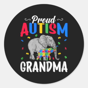 Proud Autism Grandma - Autistic Elephant Autism Aw Classic Round Sticker