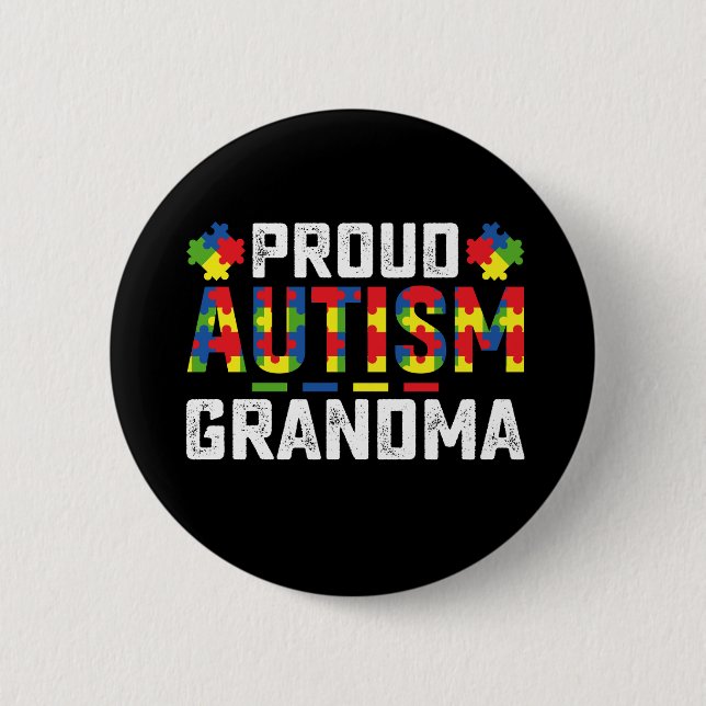 Proud Autism Grandma Awareness Autistic Family 6 Cm Round Badge (Front)