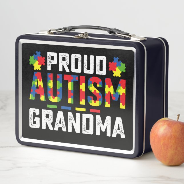 Proud Autism Grandma Awareness Autistic Family Metal Lunch Box (In Situ)
