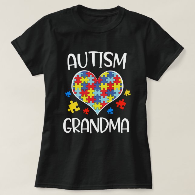 Proud Autism Grandma Awareness Grandson Gift T-Shirt (Design Front)