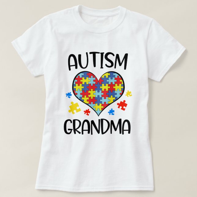 Proud Autism Grandma Awareness Grandson Gift T-Shirt (Design Front)
