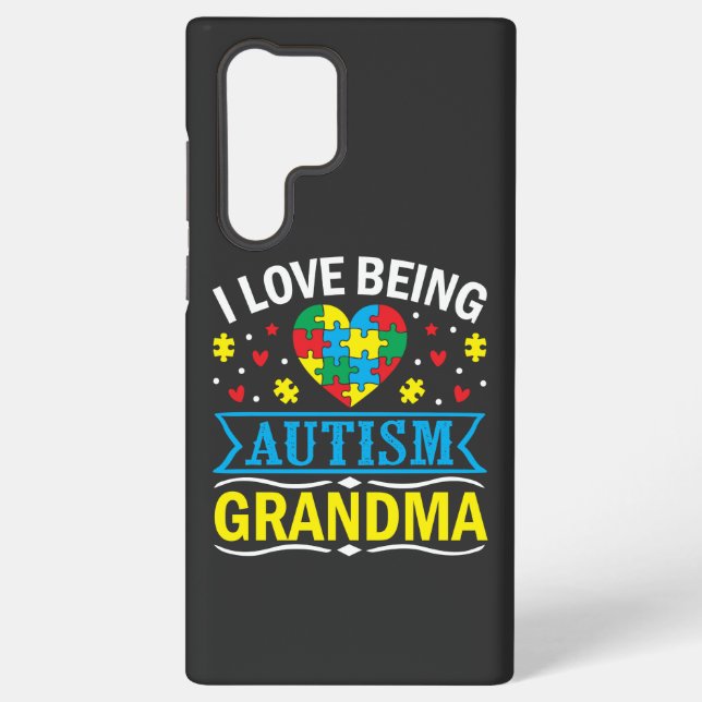 Proud Autism Grandma Colourful Awareness Love Samsung Galaxy S22 Ultra Case (Back)