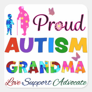 Proud Autism Grandma Square Sticker