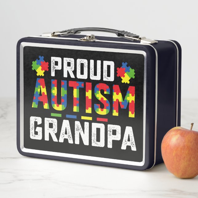 Proud Autism Grandpa Awareness Autistic Family Metal Lunch Box (In Situ)