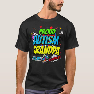 Proud Autism Grandpa Awareness Grandparent Day Fam T-Shirt