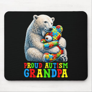 Proud Autism Grandpa Bear Autism Awareness Autisti Mouse Mat