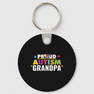 Proud Autism Grandpa Ribbon Puzzle Piece Key Ring