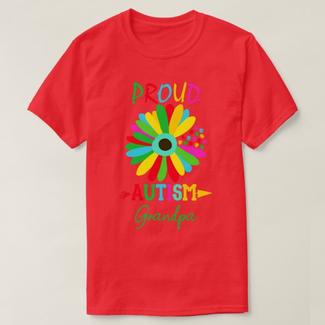 proud autism grandpa Sunflower  T-Shirt (Design Front)