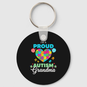 Proud Autism Grandparent - Autism Grandma Awarenes Key Ring