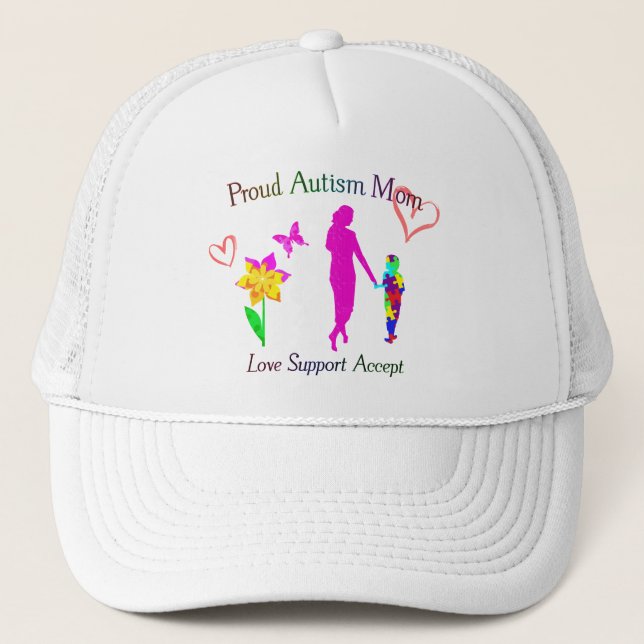 Proud Autism Mom Trucker Hat (Front)