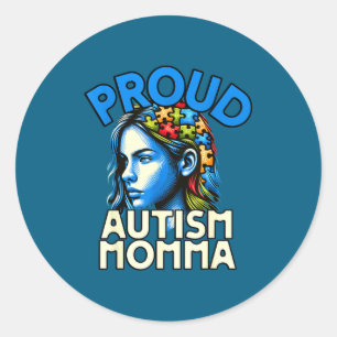 Proud Autism Momma Awareness Month Mother's Day Mo Classic Round Sticker