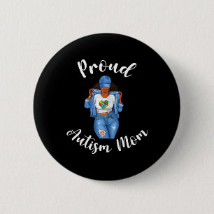 Proud Autism Mum African American Black Mum Woman  6 Cm Round Badge
