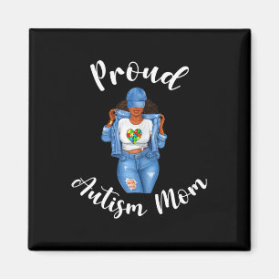Proud Autism Mum African American Black Mum Woman Magnet