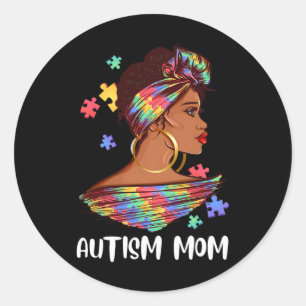 Proud Autism Mum Afro Puzzle Awareness Gift  Classic Round Sticker