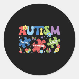 Proud Autism Mum Autism Awareness Acceptance Colou Classic Round Sticker