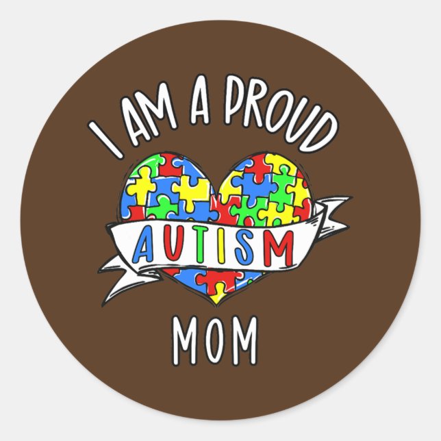 Proud Autism Mum Autism Awareness month Support  Classic Round Sticker (Front)