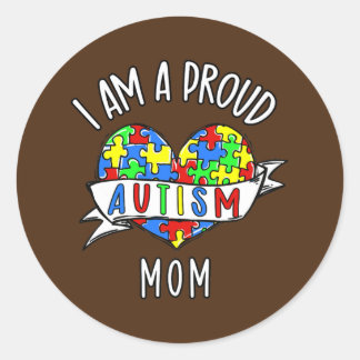 Proud Autism Mum Autism Awareness month Support  Classic Round Sticker