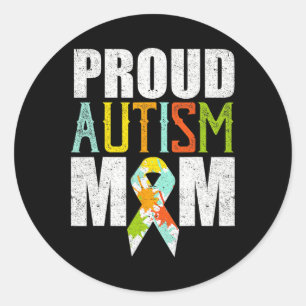Proud Autism Mum Autism Awareness Vintage  Classic Round Sticker