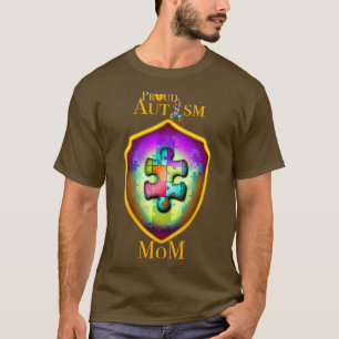Proud Autism Mum autism puzzle shield T-Shirt
