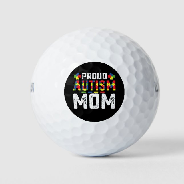 Proud Autism Mum Awareness Autistic Family Golf Balls (Front)