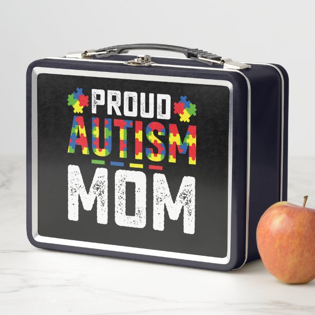 Proud Autism Mum Awareness Autistic Family Metal Lunch Box (In Situ)