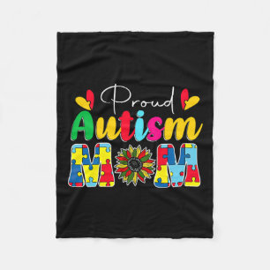 Proud Autism Mum Awareness Sunflower Fleece Blanket