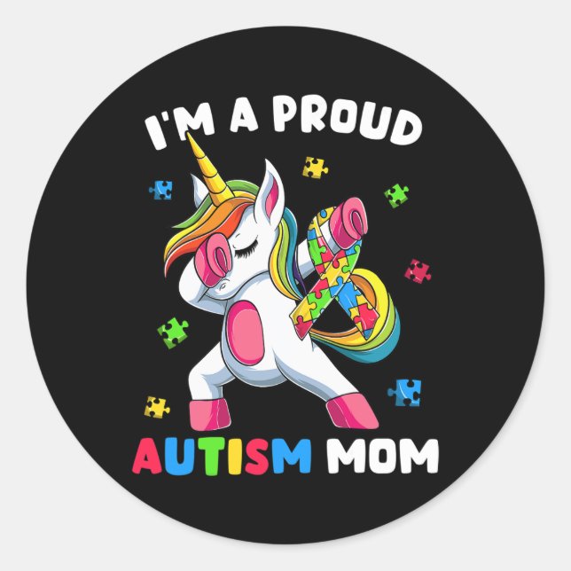 Proud Autism Mum Dab Dance  Classic Round Sticker (Front)