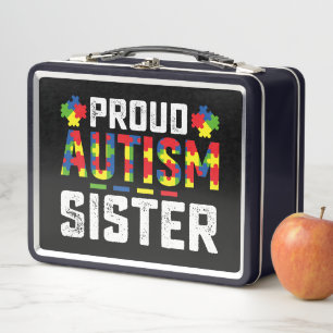 Proud Autism Sister Awareness Autistic Family Metal Lunch Box