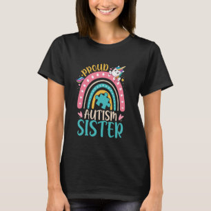 Proud Autism Sister Unicorn Rainbow Puzzle T-Shirt