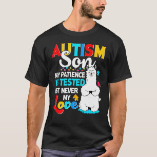 Proud Autism Son Llama Puzzle Autism Son Awareness T-Shirt
