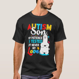 Proud Autism Son Llama Puzzle Autism Son Awareness T-Shirt