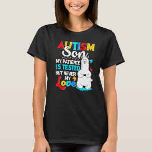 Proud Autism Son Llama Puzzle Autism Son Awareness T-Shirt