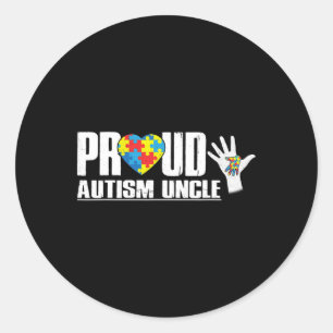 Proud Autism Uncle Dad Heart Autism Awareness For Classic Round Sticker