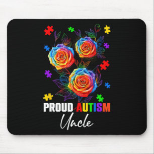 Proud Autism Uncle Rose Flowers And Puzzles Autism Mouse Mat