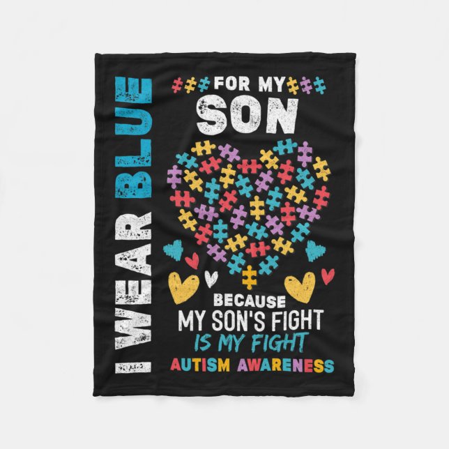 Proud Autistic Dad  Fleece Blanket (Front)