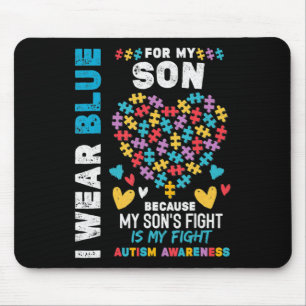 Proud Autistic Dad, I Wear Blue for my Son Autism Mouse Mat