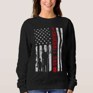 Proud Baseball Dad American Flag Sports Sweatshirt