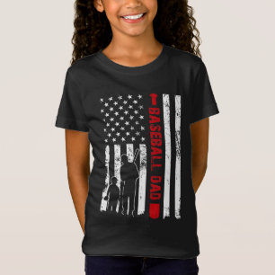 Proud Baseball Dad American Flag Sports T-Shirt
