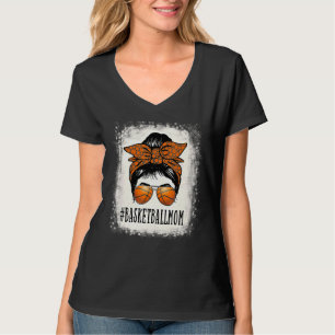 Proud Basketball Mum Messy Bun Leopard Mother's D T-Shirt