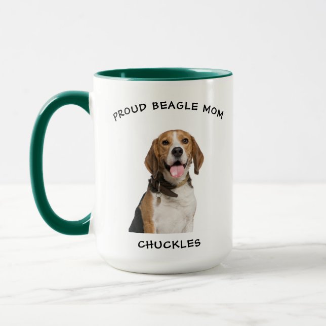 Proud Beagle Mum Personalised Pet Dog Photo Mug (Left)
