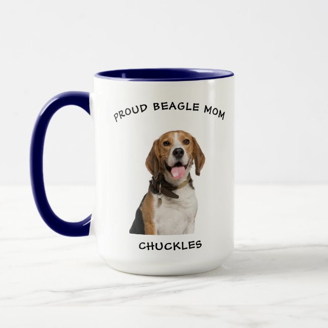 Proud Beagle Mum Personalised Pet Dog Photo Mug (Left)