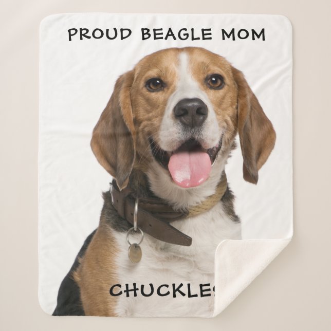 Proud Beagle Mum Personalised Pet Dog Photo Sherpa Blanket (Front)