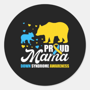 Proud Bear Mama Down Syndrome Awareness  Classic Round Sticker