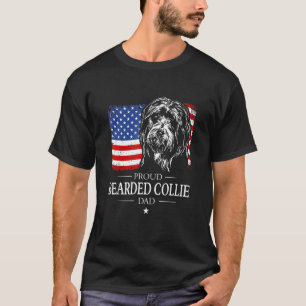 Proud Bearded Collie Dad American Flag Patriotic D T-Shirt