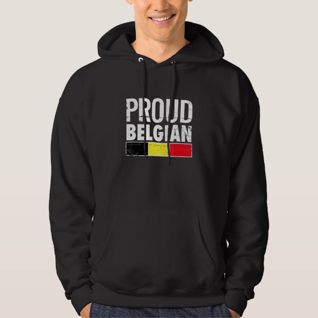 Proud Belgian Belgium Flag Hoodie (Front)