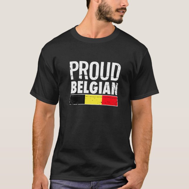 Proud Belgian Belgium Flag T-Shirt (Front)