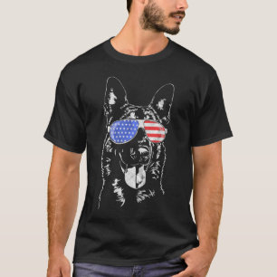 Proud Belgian Malinois Dog America Flag        T-Shirt