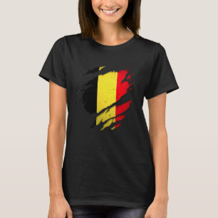 Proud Belgian Torn Ripped Belgium Flag T-Shirt