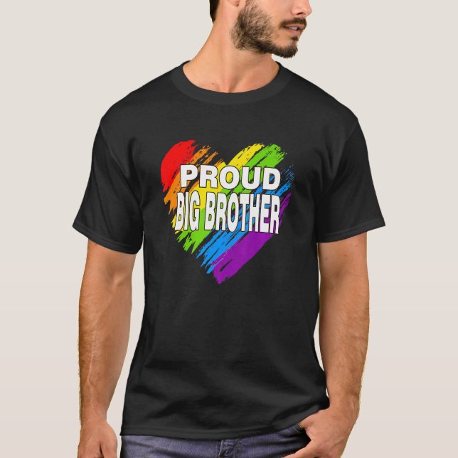 Proud Big Brother Lgbt Rainbow Gay Pride  Father's T-Shirt (Front)