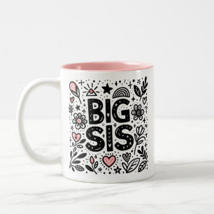 Proud Big Sis - Floral Celebration Two-Tone Coffee Mug